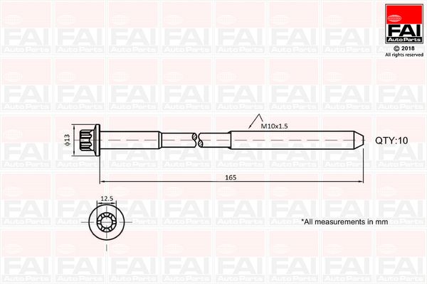 FAI B1465 Комплект гвинтів голівки циліндра