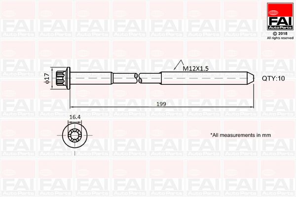 FAI B1756 Комплект гвинтів голівки циліндра