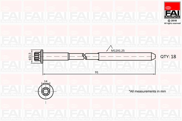 FAI B2101 Комплект гвинтів голівки циліндра