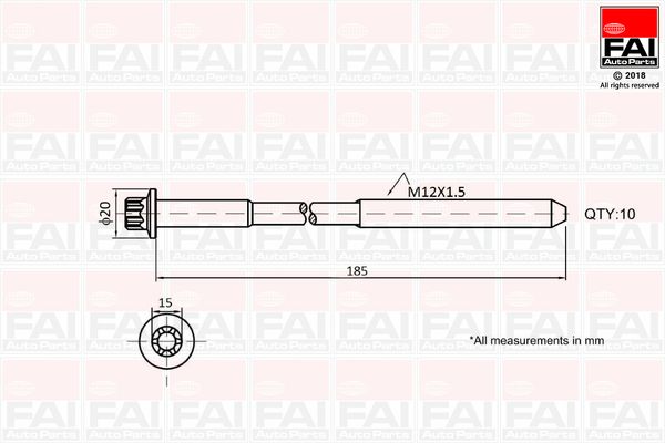 FAI B2129 Комплект гвинтів голівки циліндра