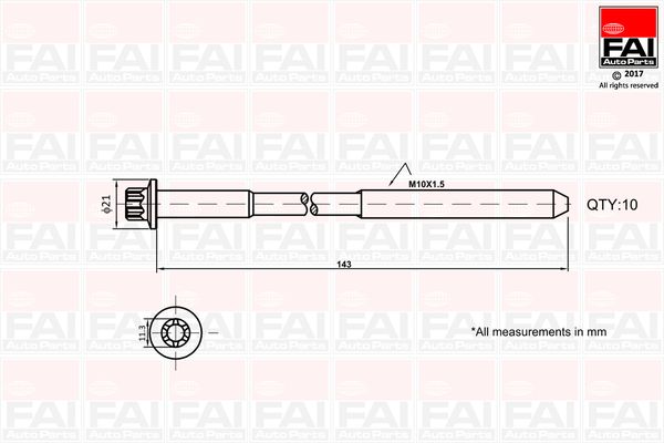FAI B489 Комплект гвинтів голівки циліндра