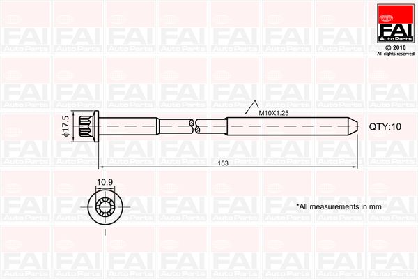 FAI B701 Комплект гвинтів голівки циліндра