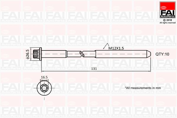 FAI B896 Комплект гвинтів голівки циліндра