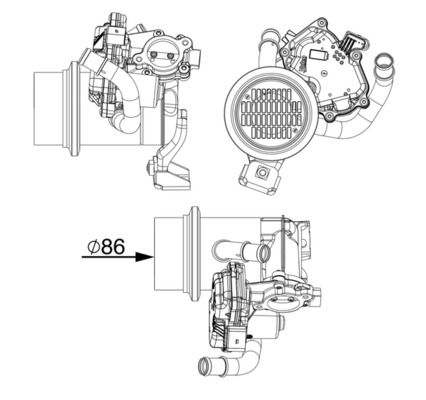 MAHLE CE18000P Радіатор рециркуляції ВГ з клапаном EGR VW Caddy IV 2.0TDI 15-/ Golf VII 2.0 TDI 13-1