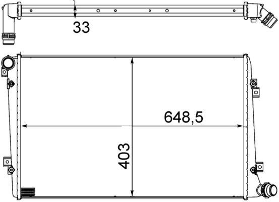 MAHLE CR1203000S Радіатор охолодження VW Caddy 1.9TDI (55/77kW) 04-10 (403x648,5x33)