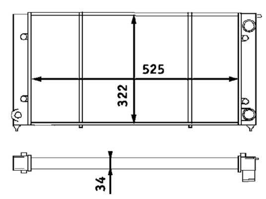 MAHLE CR340001S Радіатор охолодження VW Caddy 82-92/Golf 79-93 (322x525x34)