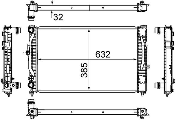 MAHLE CR647000S Радіатор охолодження Audi A6/VW Passat 1.9TDI 97- (МКПП) (632x385x32)