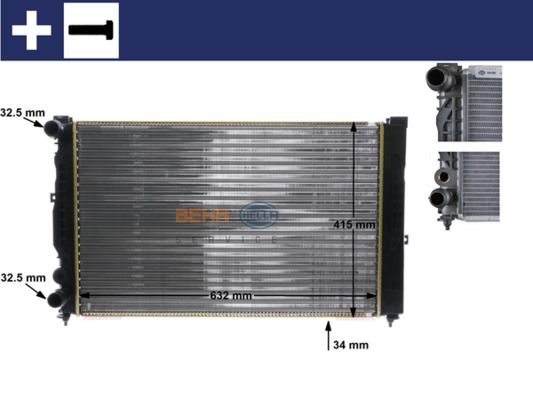 MAHLE CR647000S Радіатор охолодження Audi A6/VW Passat 1.9TDI 97- (МКПП) (632x385x32)