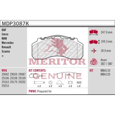 MDP3087K MERITOR - Комплект гальмівних колодок