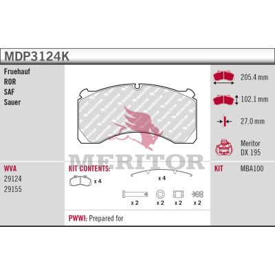 MDP3124K MERITOR Комплект гальмівних колодок
