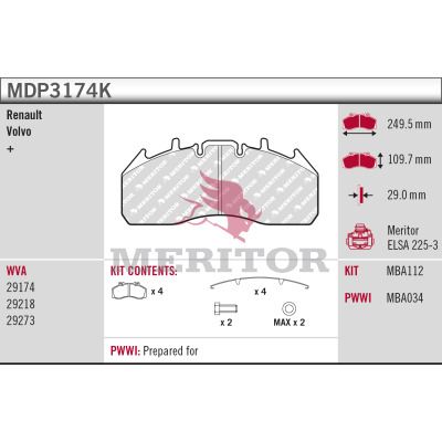 MDP3174K MERITOR Комплект гальмівних колодок