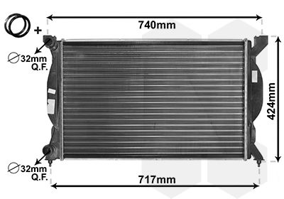 VAN WEZEL 03002201 Радіатор охолодження Audi A4 1.6-2.0/1.9/2.0TDI 00-09/Seat Exeo 08-13