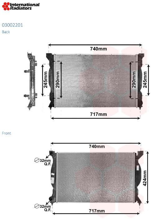VAN WEZEL 03002201 Радіатор охолодження Audi A4 1.6-2.0/1.9/2.0TDI 00-09/Seat Exeo 08-13