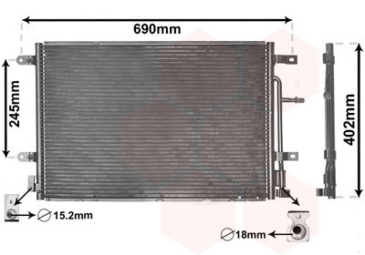 VAN WEZEL 03005238 Радіатор кондиціонера Audi A4/Seat Exeo 1.6-3.2 02-13
