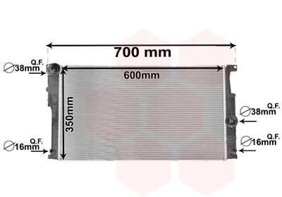 VAN WEZEL 06002447 Радіатор охолодження BMW 1 (F20/F21)/3 F30/F34)/4 (F36/F33) 1.5-3.0i (B38/N20/N55