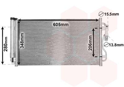 VAN WEZEL 06005434 Радіатор кондиціонера BMW 1 (F20/F21)/3 (F30/F80) 11- B37/B38/B47/B48/B58/N13/N20