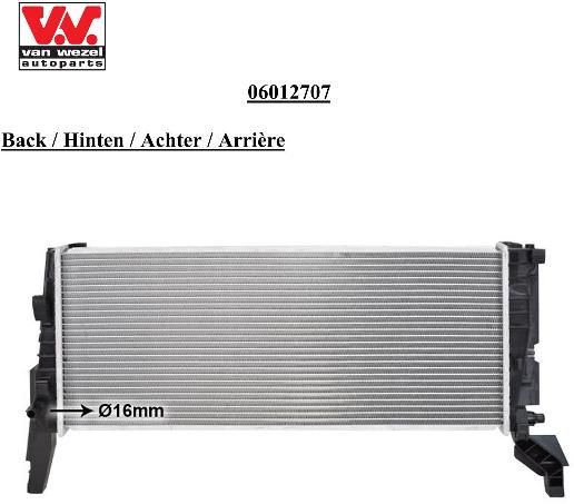 VAN WEZEL 06012707 Радіатор охолодження BMW 2 (F45) 2.0i (B48) 13-/X1 (F48) 2.0i (B42/B46) 15-