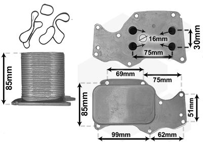 VAN WEZEL 06013705 Радіатор масляний BMW 3 (F30/F80)/5 (F10/G30/F90)/7 (G11/G12) 11- (теплообмінник)