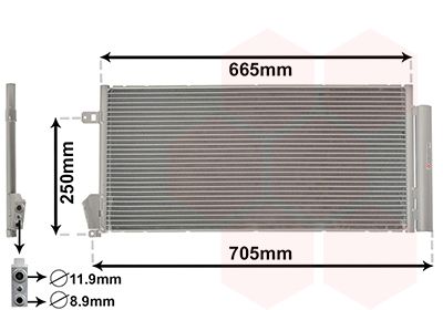 VAN WEZEL 17005396 Радіатор кондиціонера Fiat Doblo/Opel Combo 1.3-2.0D 10-