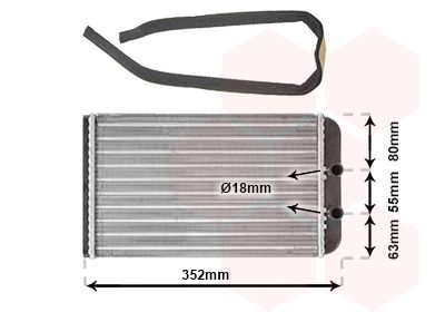 VAN WEZEL 17006265 Радіатор пічки Citroen Jumper/Fiat Ducato/Peugeot Boxer 98-