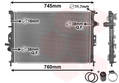 VAN WEZEL 18002425 Радіатор охолодження Ford FocusIII/Galaxy/Mondeo 1.6-2.3 05-