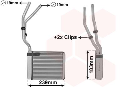 VAN WEZEL 18006364 Радіатор пічки Ford Focus II/Kuga I/Volvo S40/V50 04-12