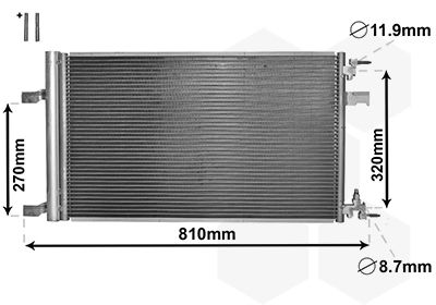 VAN WEZEL 37005499 Радіатор кондиціонера Opel Astra/Insignia/Zafira 1.4-2.0D 09-
