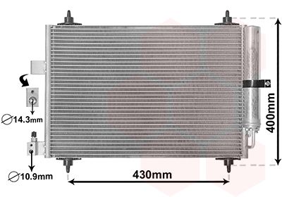 VAN WEZEL 40005286 Радіатор кондиціонера (з осушувачем) Citroen C5 II/III/C6/Peugeot 407 1.6-3.0D 02
