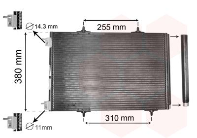 VAN WEZEL 40005291 Радіатор кондиціонера (з осушувачем) Citroen C2/C3/Peugeot 206/207 1.1-1.6D 02-