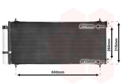 VAN WEZEL 40005301 Радіатор кондиціонера (з осушувачем) Citroen C5 II/III/C6/Peugeot 407 1.6-3.0D 02