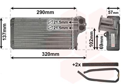 VAN WEZEL 40006226 Радіатор пічки Peugeot 307/307 SW 1.4-2.0 00-
