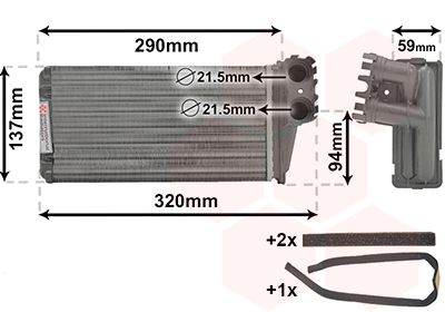 VAN WEZEL 40006227 Радіатор пічки Peugeot 307 1.4-2.0 00-09