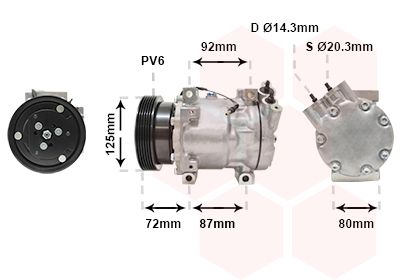 VAN WEZEL 4300K468 Компресор кондиціонера Dacia Logan 04-/Renault Sandero 08-/Duster 10-18