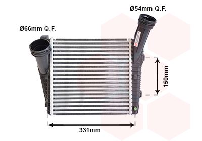 VAN WEZEL 58004263 Радіатор інтеркулера Audi Q7 3.0/4.2TDI 06-15/VW Touareg 2.5/3.0TDI 03-18 (R)