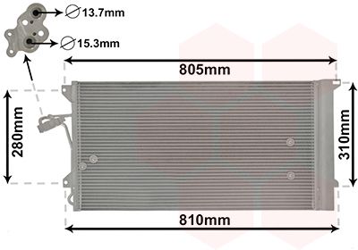 VAN WEZEL 58005244 Радіатор кондиціонера (з осушувачем) Audi Q7/Porsche Cayenne/VW Touareg 2.5D/6.0