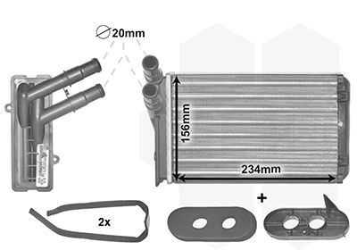 VAN WEZEL 58006060 Радіатор пічки VW Caddy II/Golf I-IV 1.4-1.9 TDI 95-02