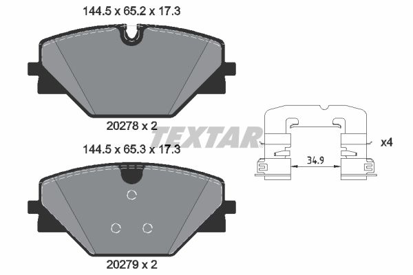 TEXTAR 2027801 Колодки гальмівні (задні) Land Rover Range Rover 21-
