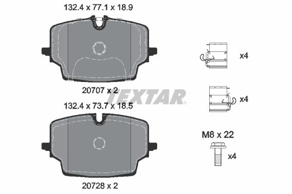 TEXTAR 2070701 Колодки гальмівні (передні) BMW X1 (U11) 22- B38