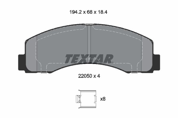 TEXTAR 2205002 Комплект гальмівних накладок, дискове гальмо