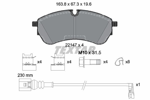 TEXTAR 2214703 Комплект гальмівних накладок, дискове гальмо