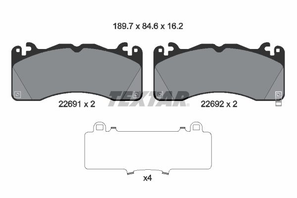TEXTAR 2269101 Колодки гальмівні (передні) Ford USA Mustang 14-23 (Brembo)