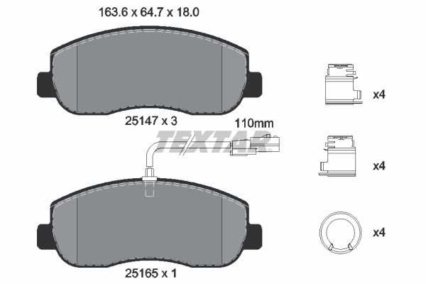 TEXTAR 2514706 Комплект гальмівних накладок, дискове гальмо