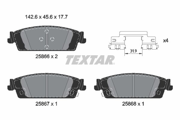 TEXTAR 2586601 Комплект гальмівних накладок, дискове гальмо
