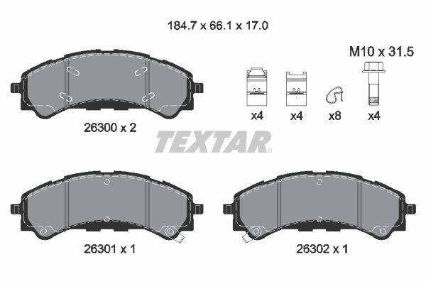 TEXTAR 2630001 Комплект гальмівних накладок, дискове гальмо