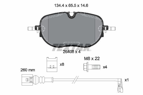 TEXTAR 2640801 Колодки гальмівні (передні) VW ID.3 19- (+датчик)
