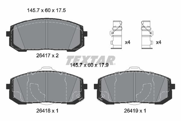 TEXTAR 2641701 Колодки гальмівні (передні) Hyundai Elantra 20-/Sonata VIII/Kia Optima V 19- Q+