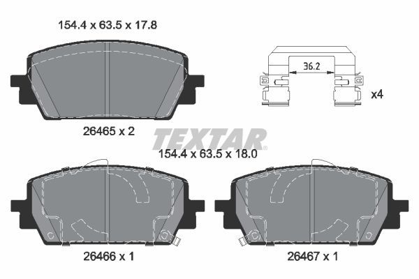 TEXTAR 2646501 Колодки гальмівні (передні) Hyundai Santa Fe/Kia Sorento 20-