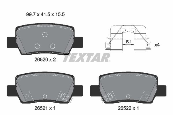 TEXTAR 2652001 Комплект гальмівних накладок, дискове гальмо