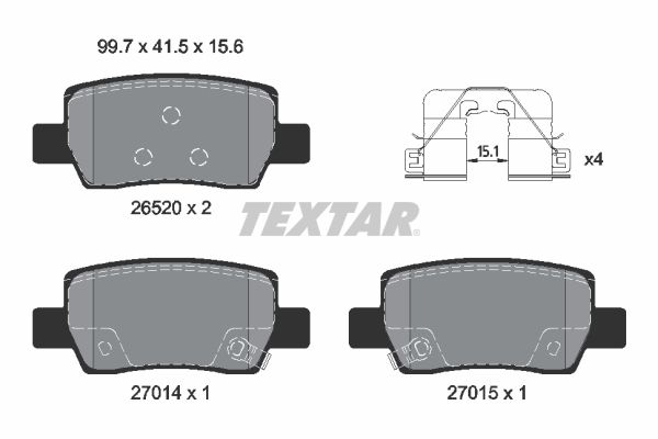 TEXTAR 2652005 Комплект гальмівних накладок, дискове гальмо
