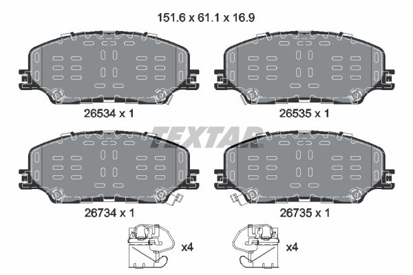 TEXTAR 2653401 Комплект гальмівних накладок, дискове гальмо
